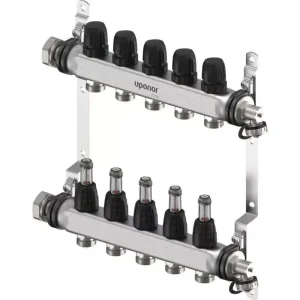Uponor-Vario-S-distribuitor-cu-debitmetre-FM-5xG34-Euro-G1-600x600.jpg Distribuitor inox 1''x3/4'' UPONOR Vario S-5 cai