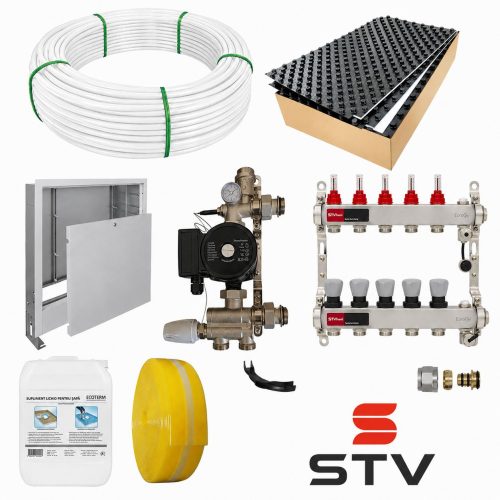 Pachet 60 mp incalzire in pardoseala cu teava STV Germany PE-RT 16x2.0mm si placa cu nuturi