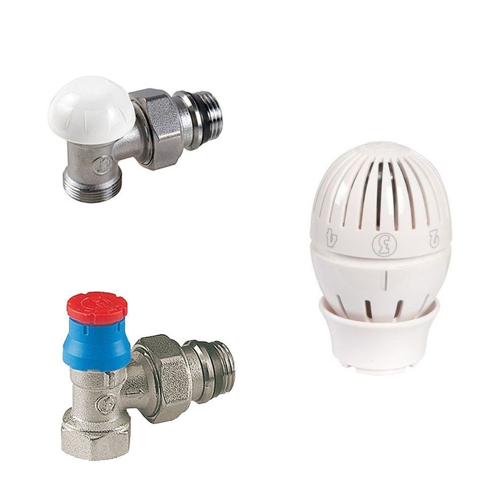 Set robineti radiator 1/2" (tur, retur, cap termostatic)