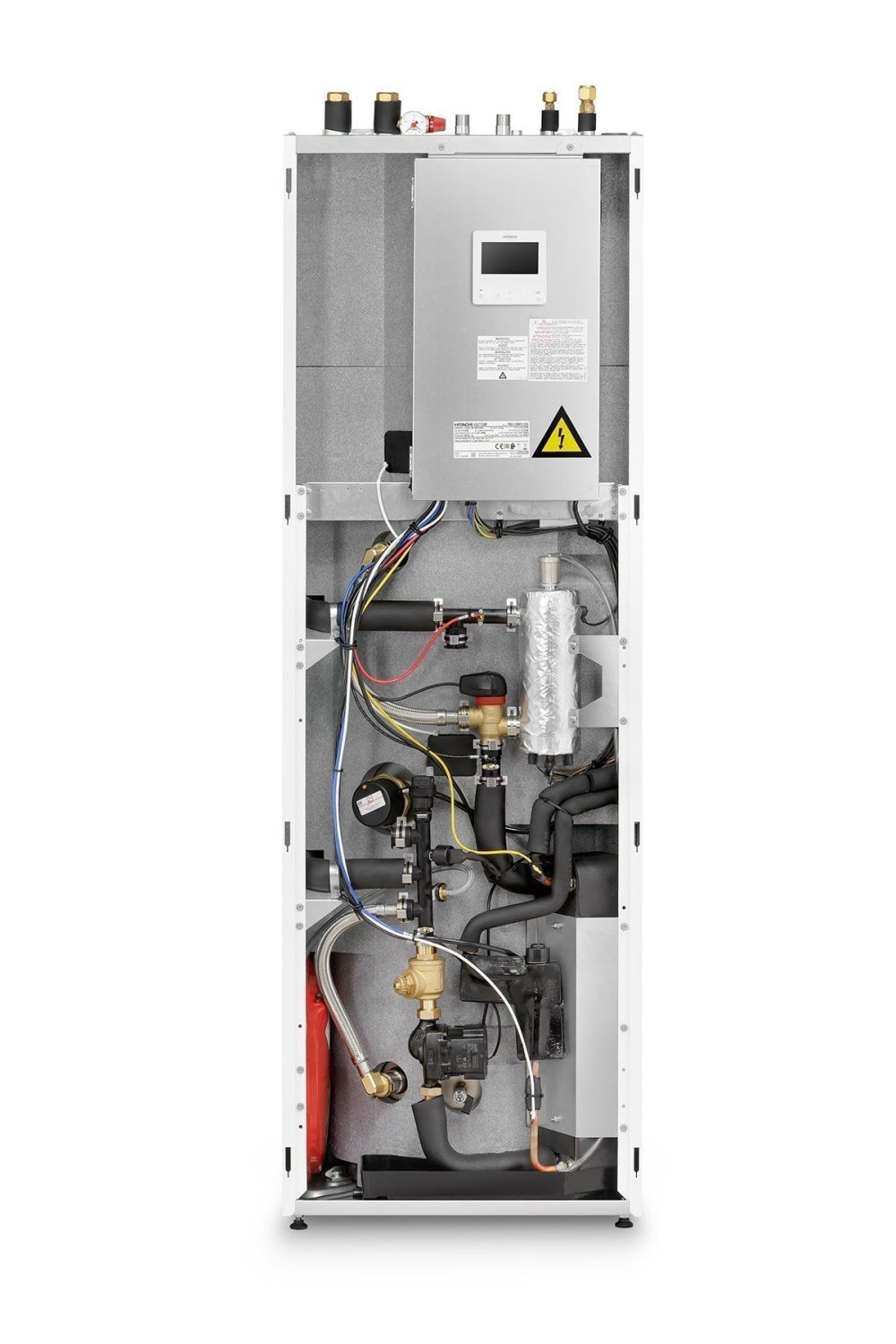 yutaki_s_combi_2021_opened_2 Pompa de caldura aer-apa Hitachi Yutaki S6 split COMBI, 16 kW, boiler 220 L, R410A, monofazata
